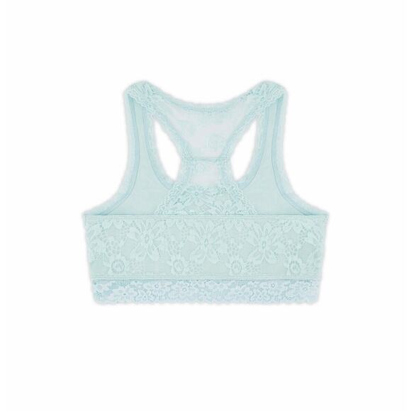Justice Mint Green Aqua Full Coverage Racerback Floral Lace Bralette Size 30 - Picture 2 of 5